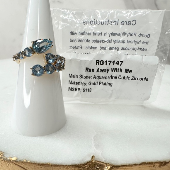Bomb Party March Run Away With Me Aquamarine Ring RG17147 NWT Size 6 - Picture 6 of 6